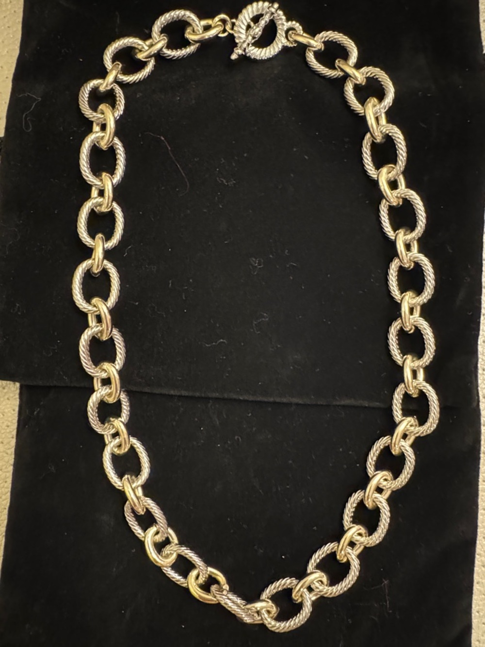 Gold-Tone Textured Link Necklace - Women's Jewelry